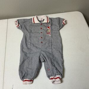Vintage Buster Brown Nautical Romper 6-9M Sailboat Snap EUC